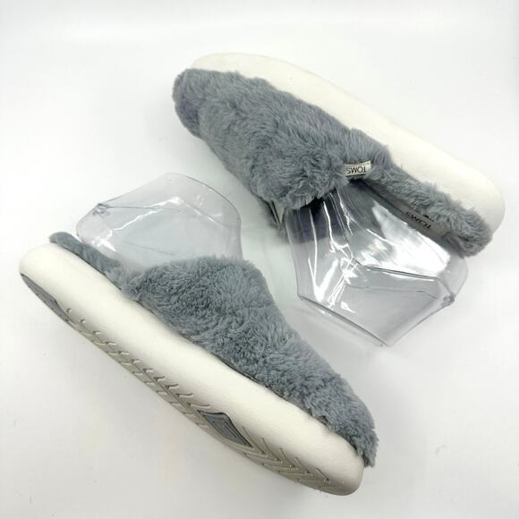 Toms Alpargata Mule Slippers WMNS 5.5 Blue/Grey Faux Fur Mallow Slip On Shoe - Picture 6 of 8